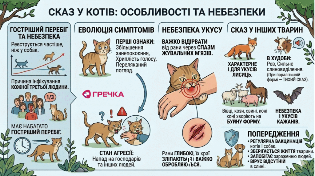 Сказ у котів симптоми