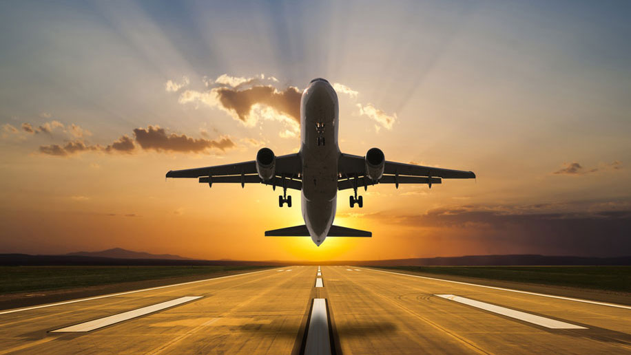 Passenger airplane taking o