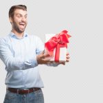 young handsome man holding present box 1194 11499