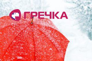 close up of red umbrella in snow copy