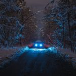 the car on the foster road with a snow evening ni 2022 11 09 05 35 04 utc