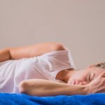 female pain closeup of beautiful woman body feeling abdominal pain girl with fit body suffering from