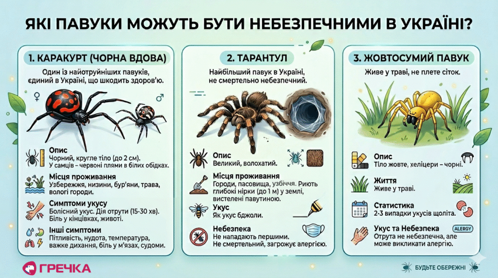 укуси павуків види в Україні