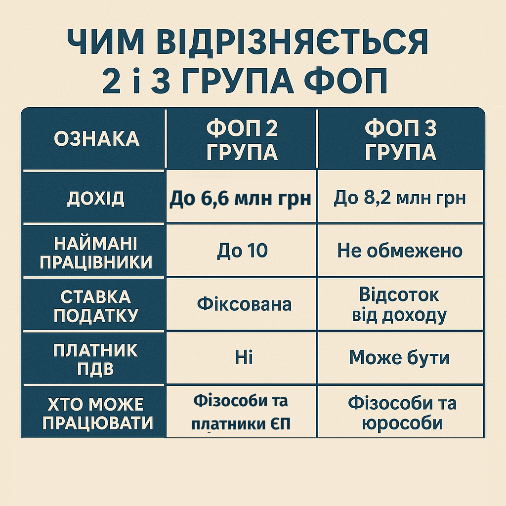 ФОП 2 групи і ФОП 3 групи різниця