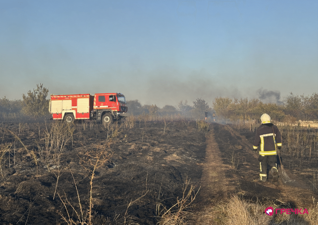 пожежник рятувальник пожежа поле суха трава