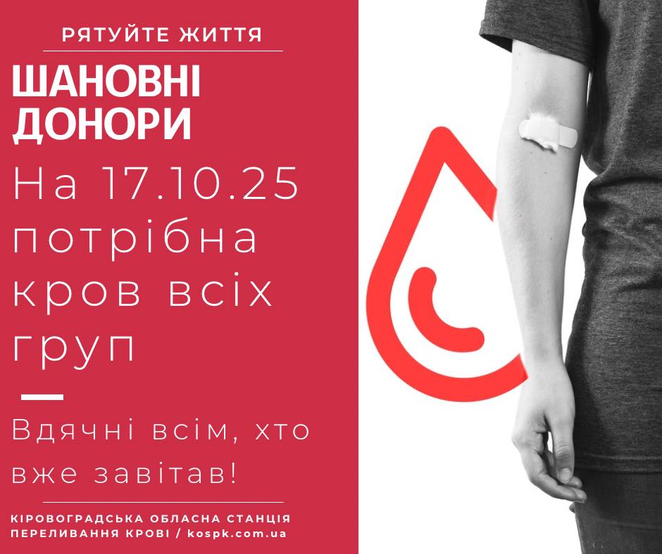 донація кров 17 жовтня