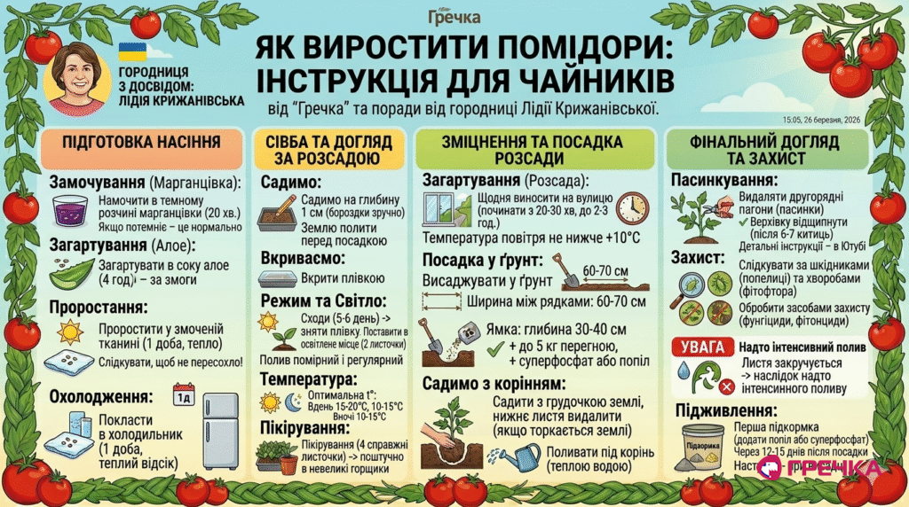 як вирощувати помідори інструкція для чайників