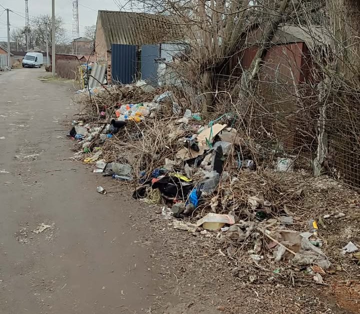 Стихійний смітник на одній із вулиць в Олександрівці