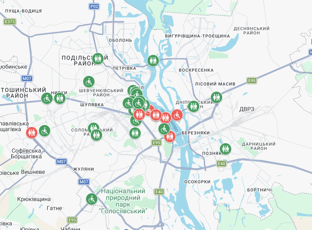 Електронна карта громадських вбиралень Києва