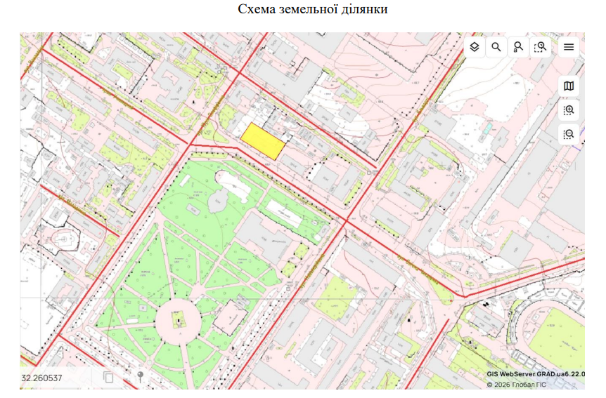 Схема земельної ділянки по вулиці Євгена Чикаленка, 13